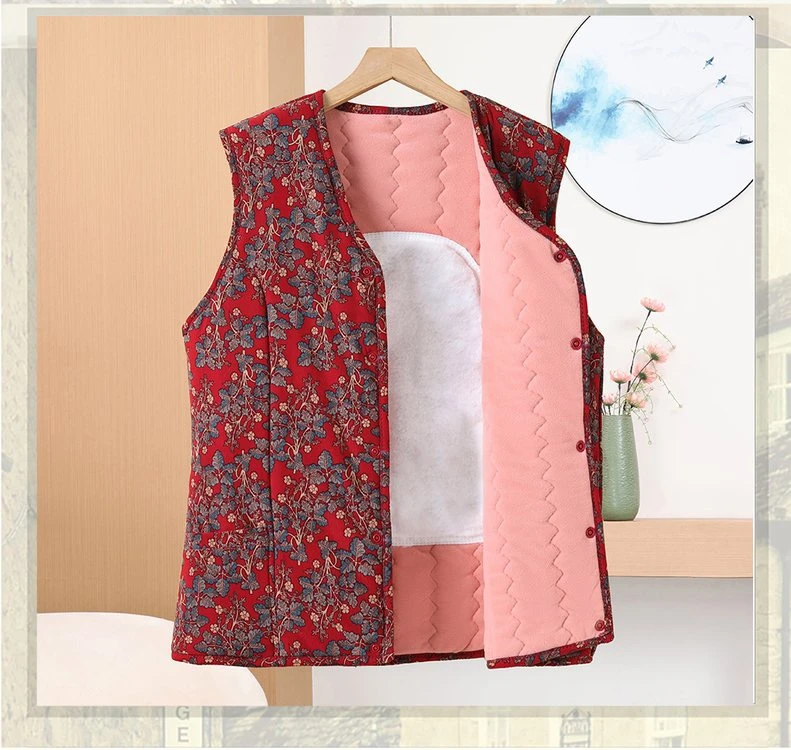 老年人驼绒马甲女秋冬加绒保暖内搭短款坎肩背心老太太奶奶装马夹