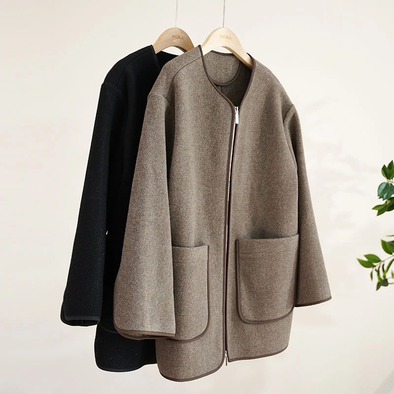 瑞士单25年春款花纱橡木色毡羊毛休闲女士外套（241989）20901