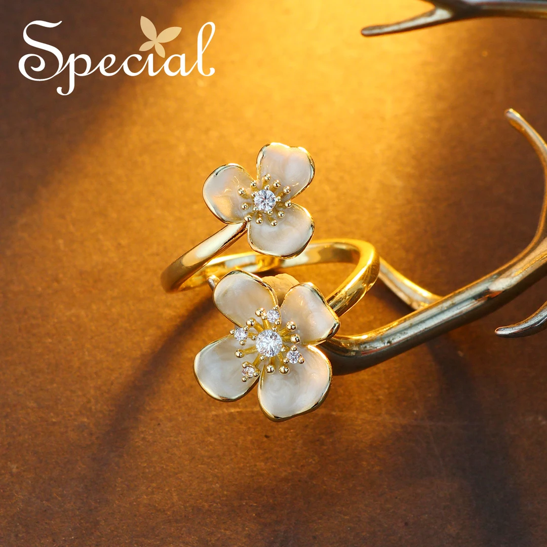 合金玻璃戒指 special【宠爱专属】轻奢气质时尚个性戒指 双花芭蕾