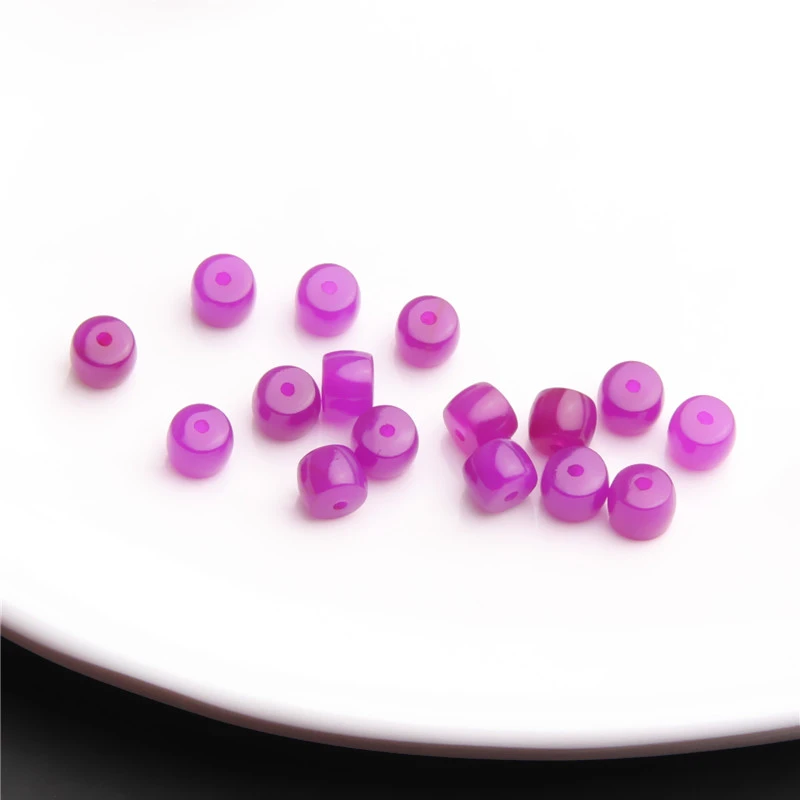 南非老料玉华紫桃红7*5.7直切鼓珠散珠 K0140 多样性发一