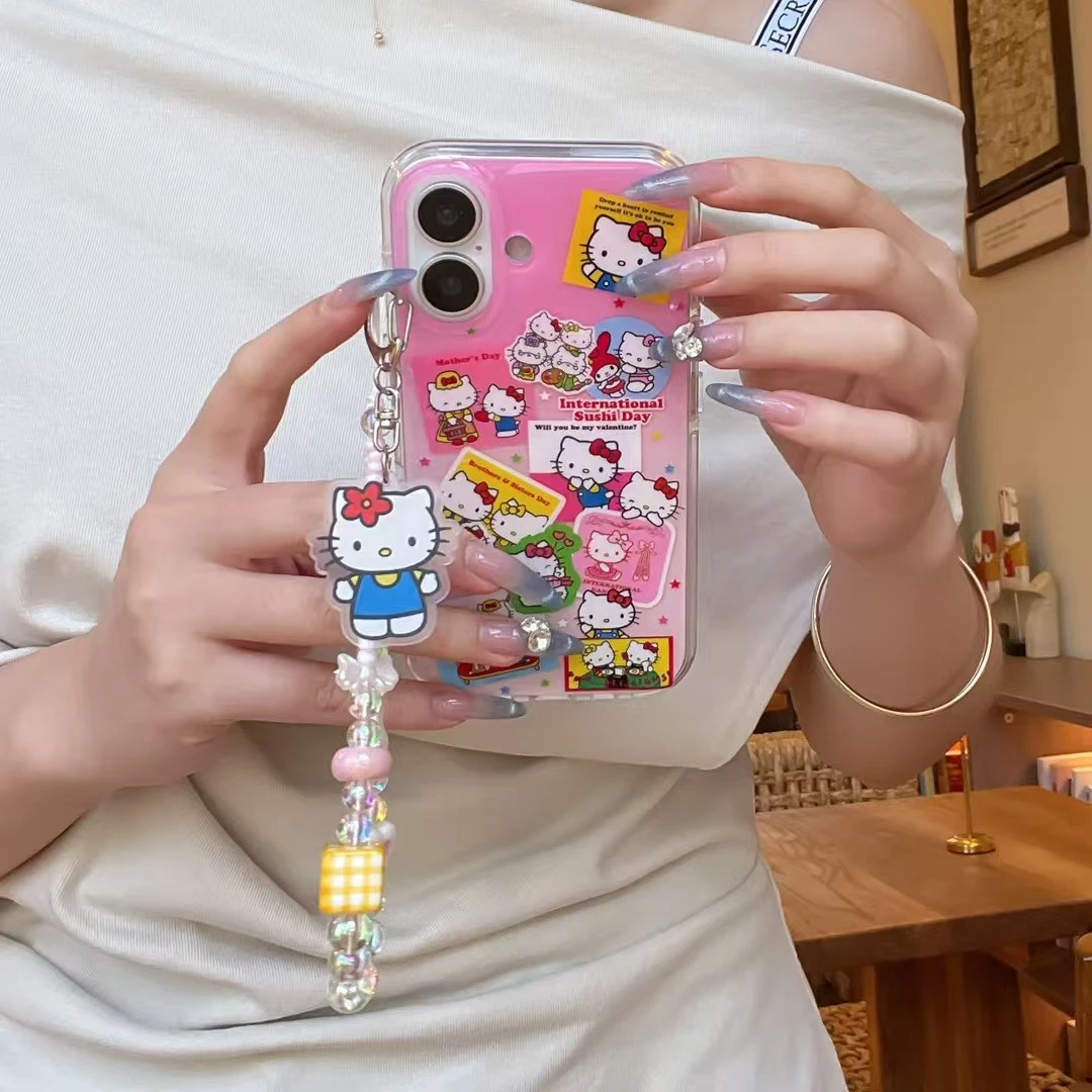 夏日晕染星星kt猫挂件链条iphone16promax苹果15pro壳女14/13双层