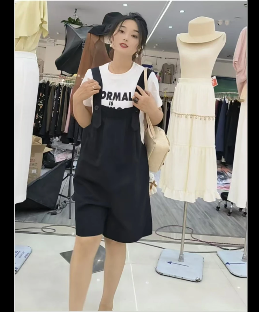 背带短裤显瘦时尚休闲百搭夏季减龄宽松纯色韩版6254