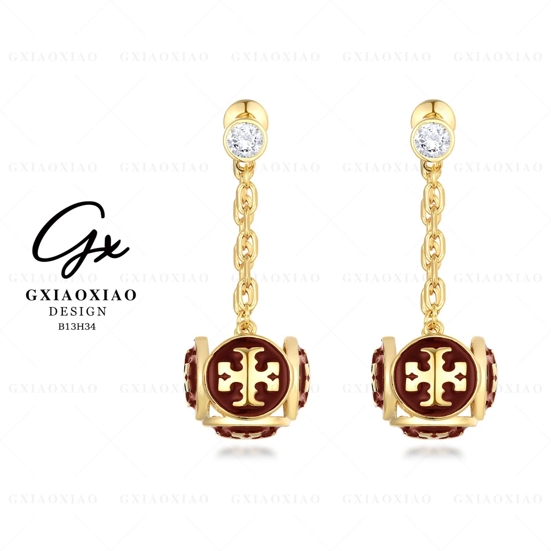 铜合金耳饰 GXIAOXIAO镀K金 气质高级感小众轻奢流苏耳环B13H34