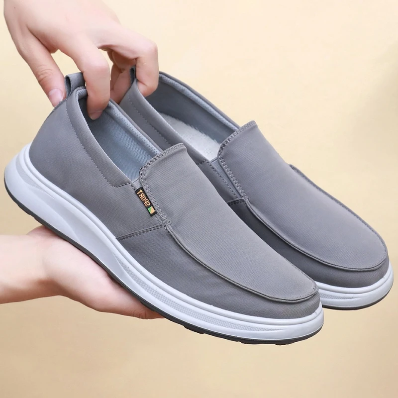老北京布鞋男春夏透气休闲新款中老年爸爸鞋软底老人一脚蹬帆布鞋