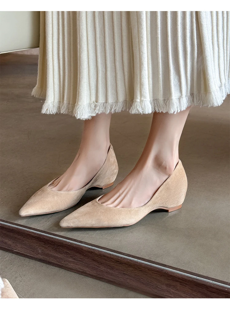 简约法式百搭内增高增高春秋单鞋浅口秋季尖头气质