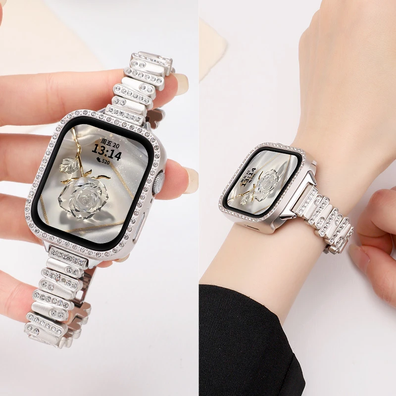 适用华为fit4/3表带4pro不规则镶钻款金属腕带ins风时尚轻奢高级