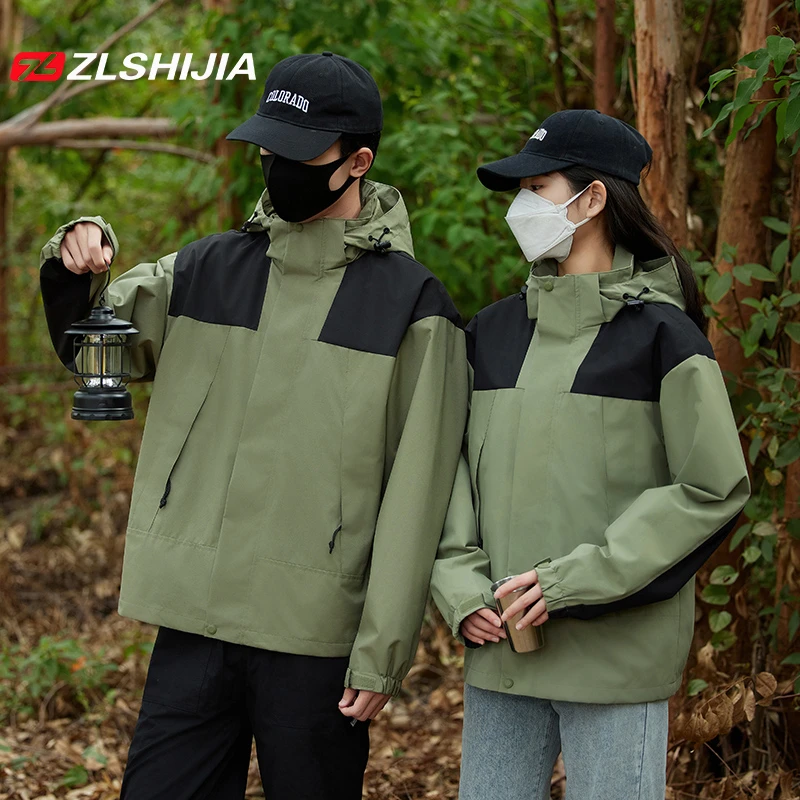 战狼世家春秋季男外套冲锋衣情侣防水连帽防风户外夹克男女同款