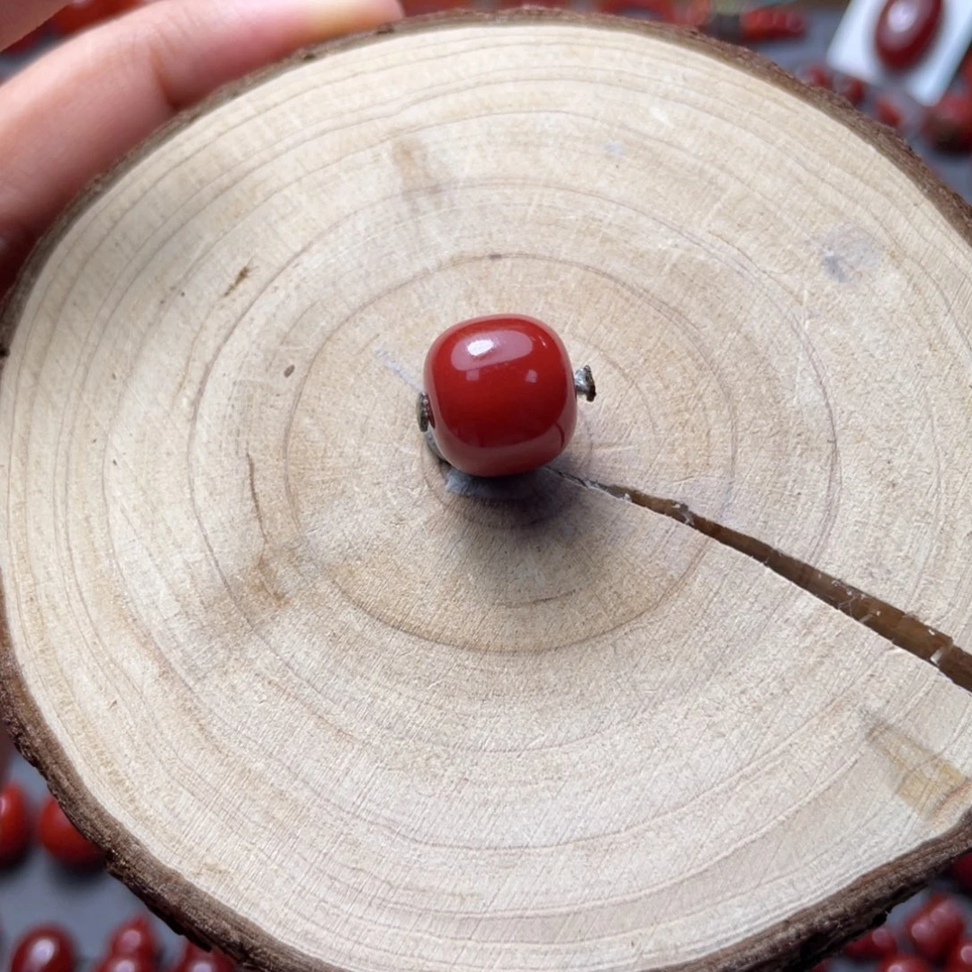 智***者南红玛瑙未镶嵌锦红12mm老型