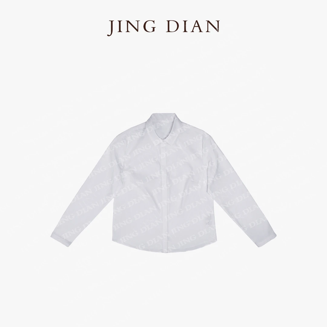 【JINGDIAN】定制款白色显瘦版气质净版衬衫 定制设计款休闲简约