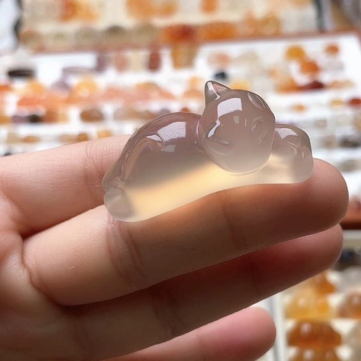 玛瑙/玉髓未镶嵌玛瑙趴趴猫卡40