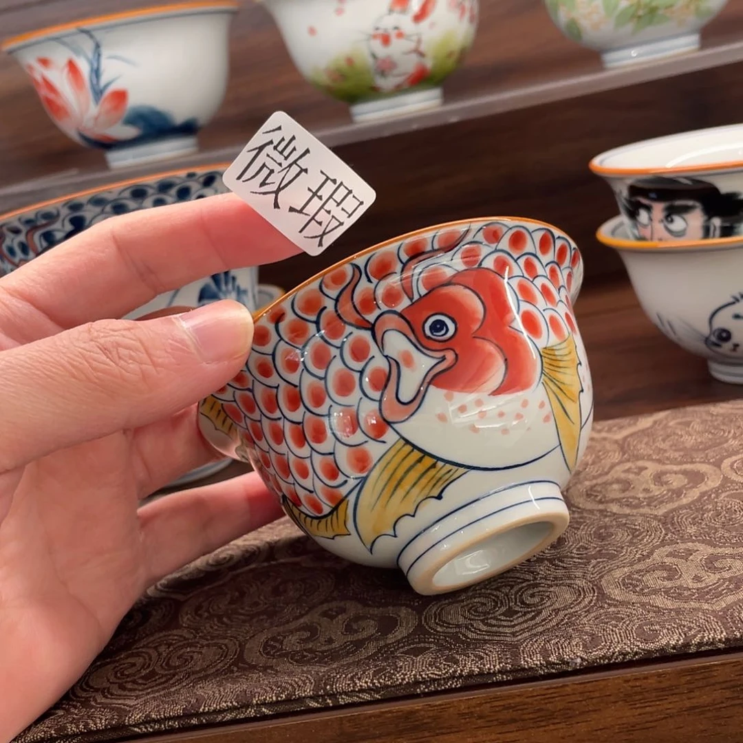 釉下手绘茶具微瑕