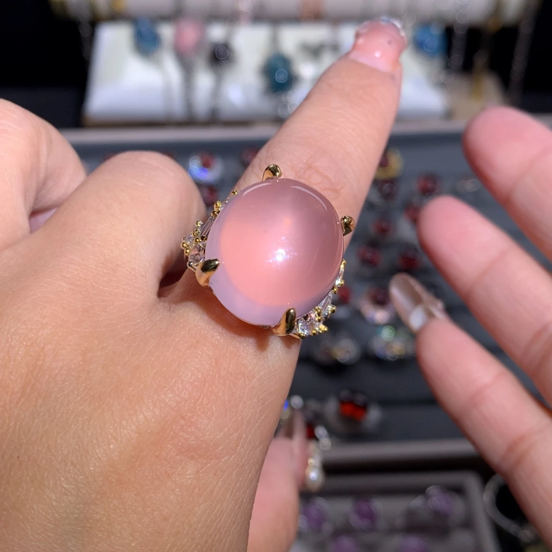 【闪购商品】水晶戒指银S925镶嵌哒**u戒指