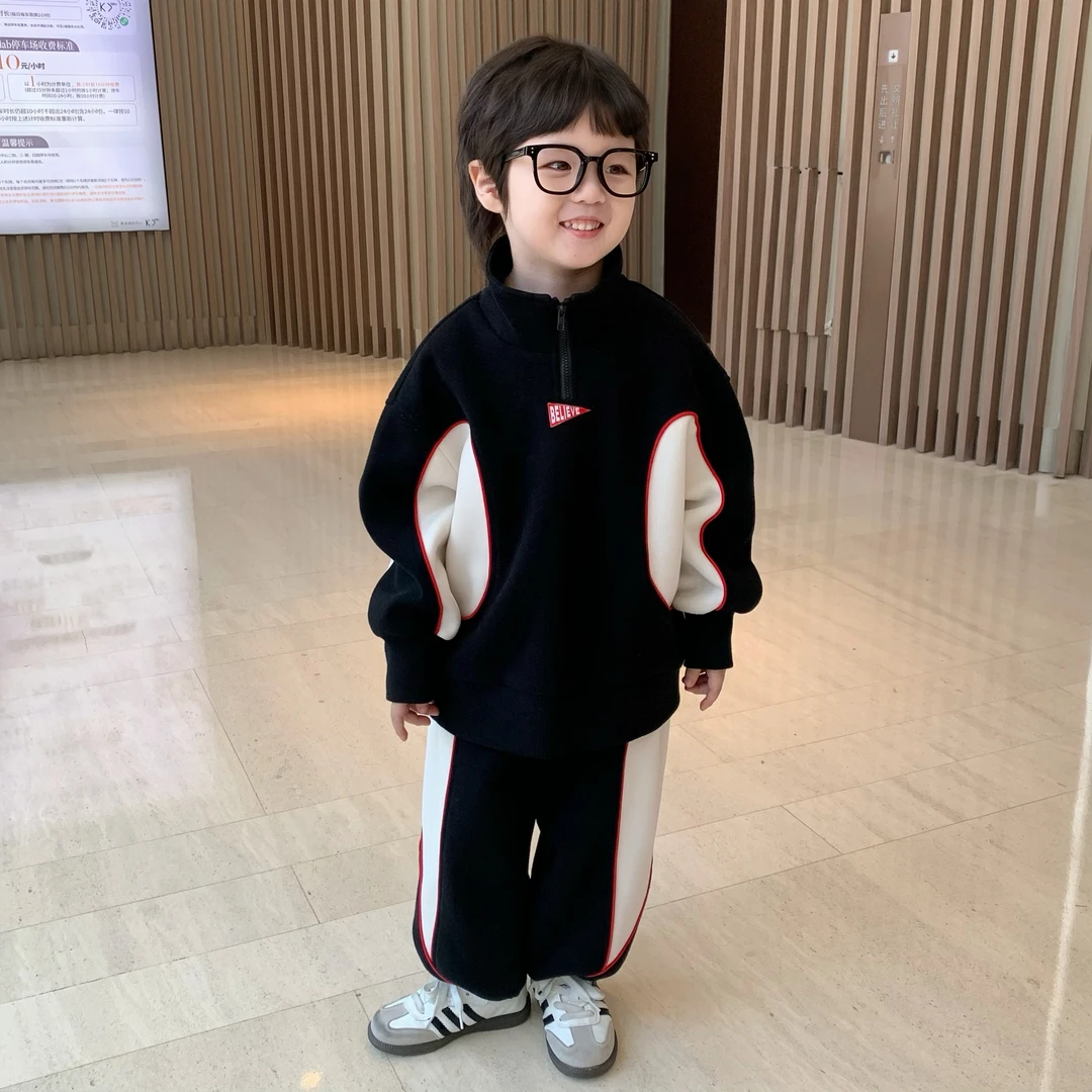 幂姐童装 儿童运动套装2025新款秋季百搭舒适棉上衣裤子两件套