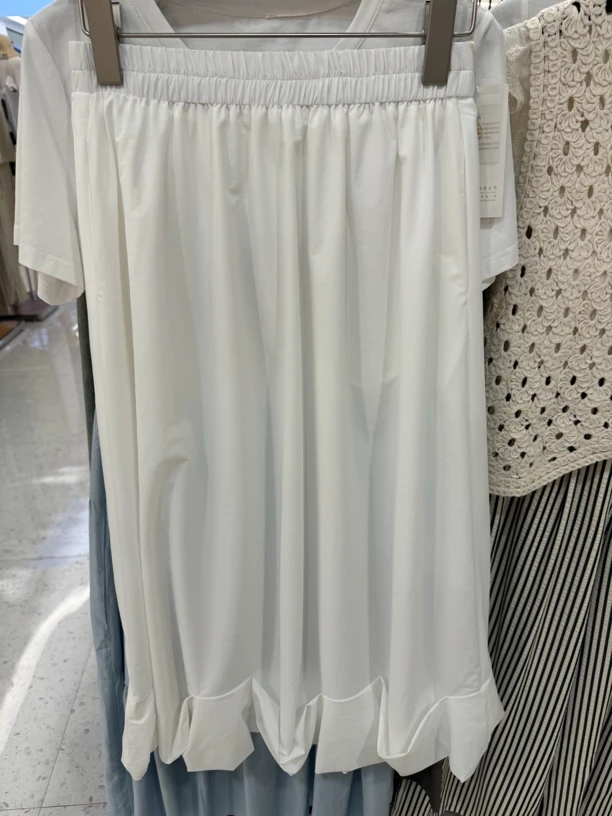 【VV FUSHI】B25050329 夏季白色荷叶边温柔日系中长半身裙
