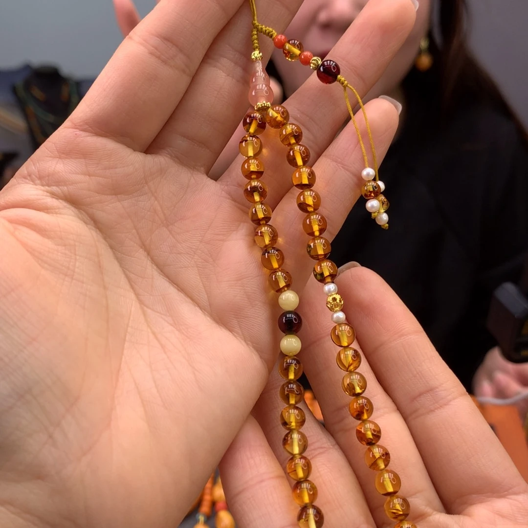 琥珀（花珀）裸石未镶嵌手机挂件多样性发