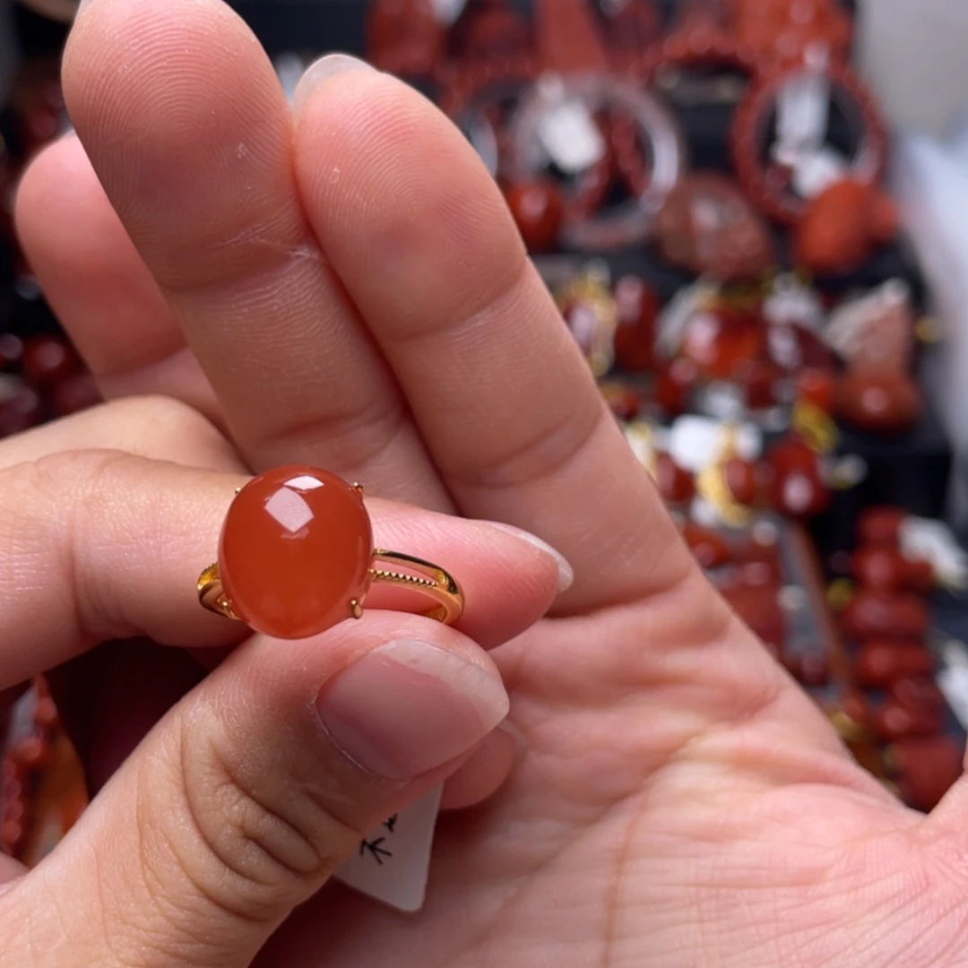 【闪购商品】银S925镶嵌冰红戒指南红玛瑙