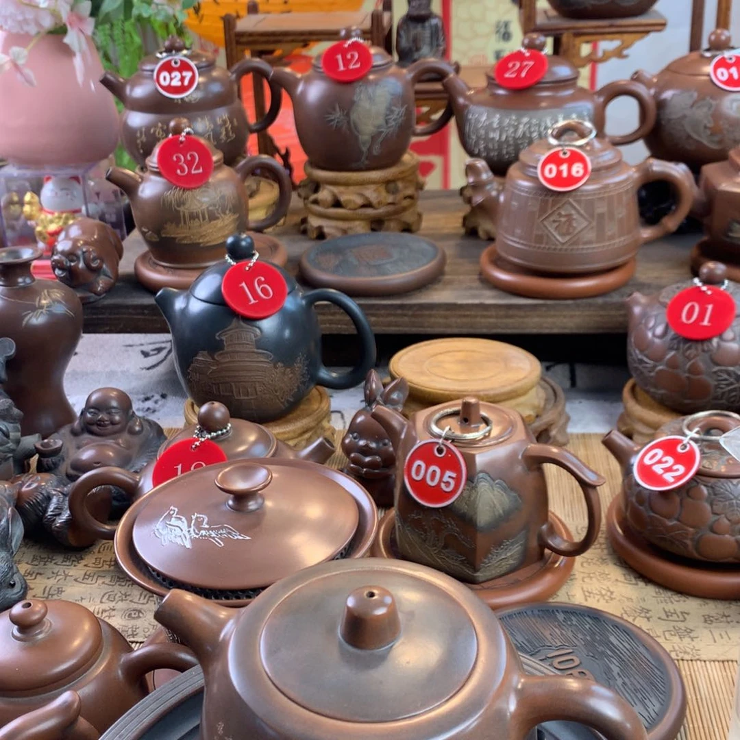 忍**龟坭兴陶手工刻绘方壶