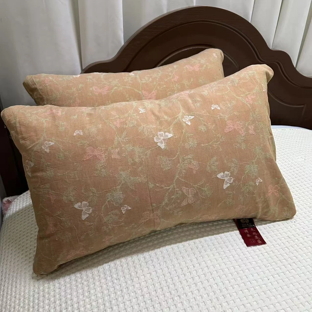 【搭口款】蝶飞凤舞-咖色顶奢枕套50*80cm两条装