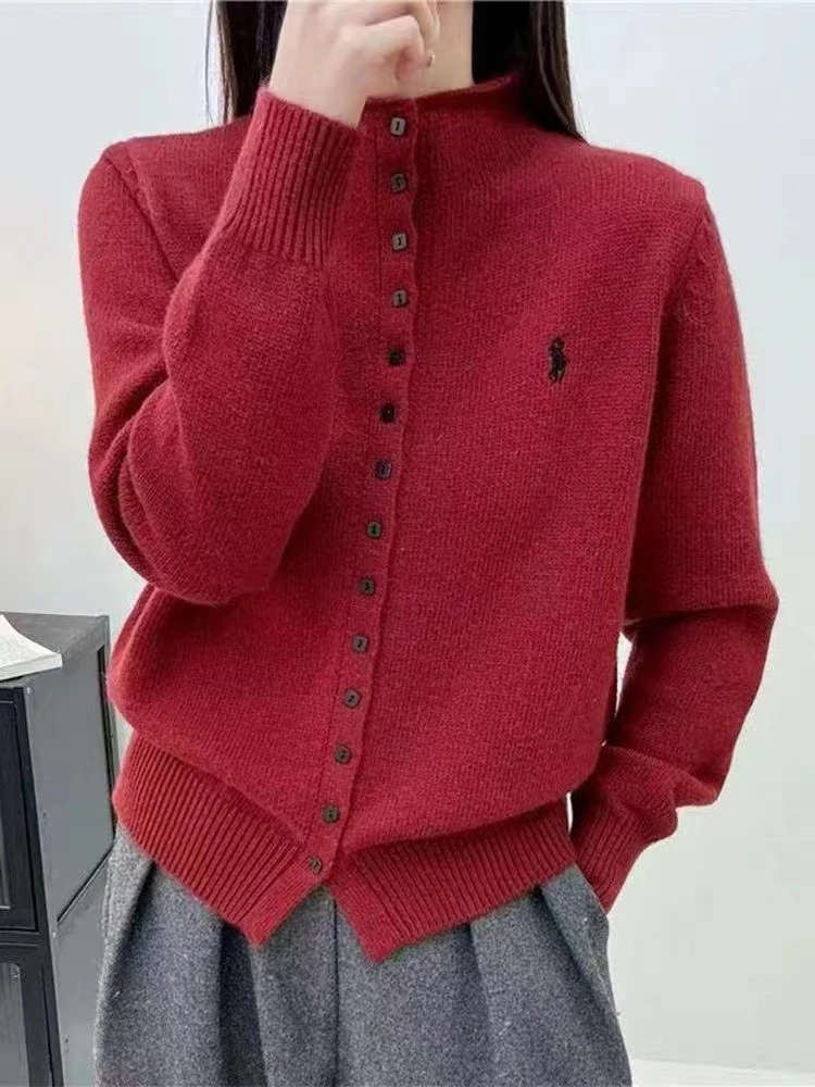 针织女毛针织衫彩色撞色女针织衫加厚针织衫毛衫长袖打底衫女刺绣
