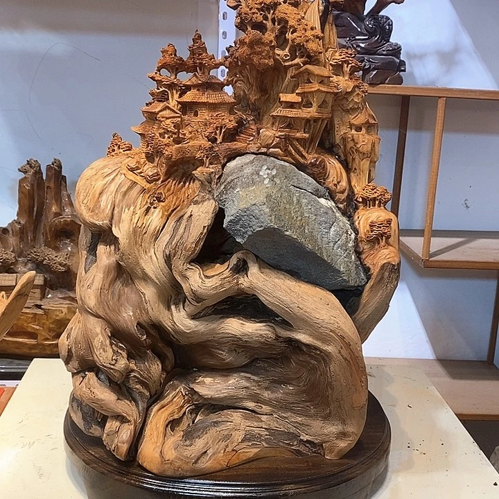 柏木（崖柏）抱石山水