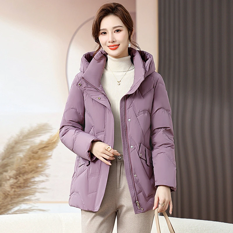 DUCURNO连帽羽绒服女冬季2026新款休闲气质加厚保暖百搭短款外套