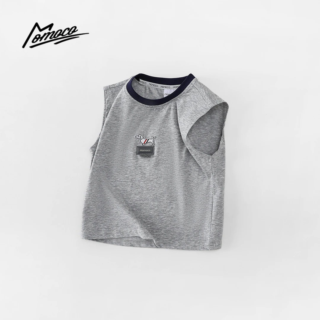 MOMOCO夏季儿童韩版休闲小狗背心宽松透气无袖T恤上衣77230233048