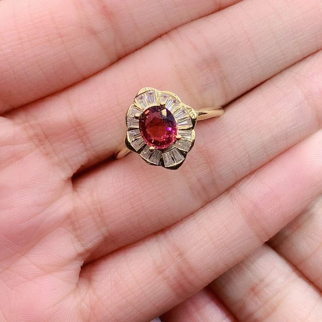 戒指碧玺银S925镶嵌