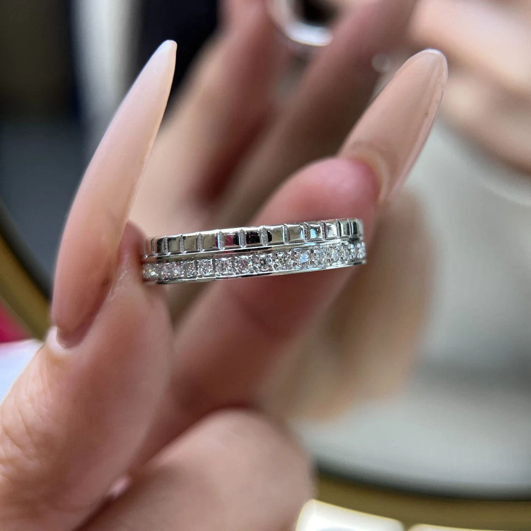 铂金镶嵌戒指Z034时尚个性指环简约精致镶钻