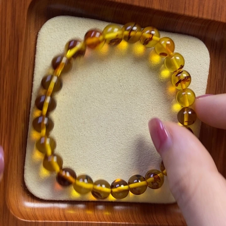 吊坠橄榄核花珀圆珠