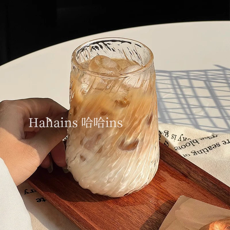 玻璃咖啡杯大容量冰美式拿铁杯透明女高颜值加厚冷饮料水杯子家用