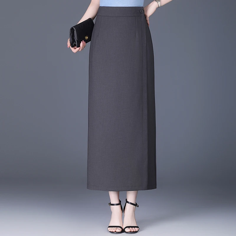 星缎麻一片式长裙半身裙女夏季2025新款高腰气质显瘦一步裙包臀裙