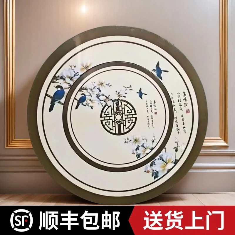 特厚不锈钢圆餐桌折叠桌圆形内置转盘吃饭桌酒店家用大圆桌子10人