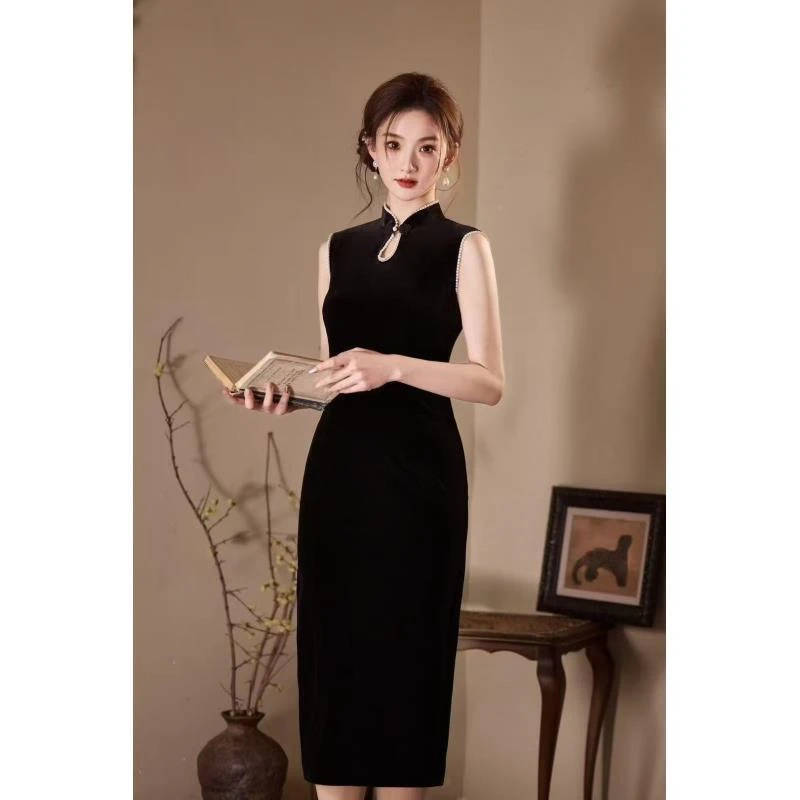 苏故里【斛珠夫人】文艺气质修身高端日常旗袍奢华气质单层衣长120