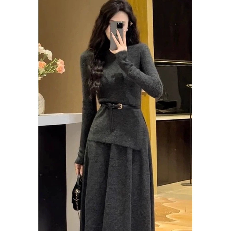 新款秋冬打底吊带奥特莱斯针织包臀裙子韩系茶系穿搭冬季气质