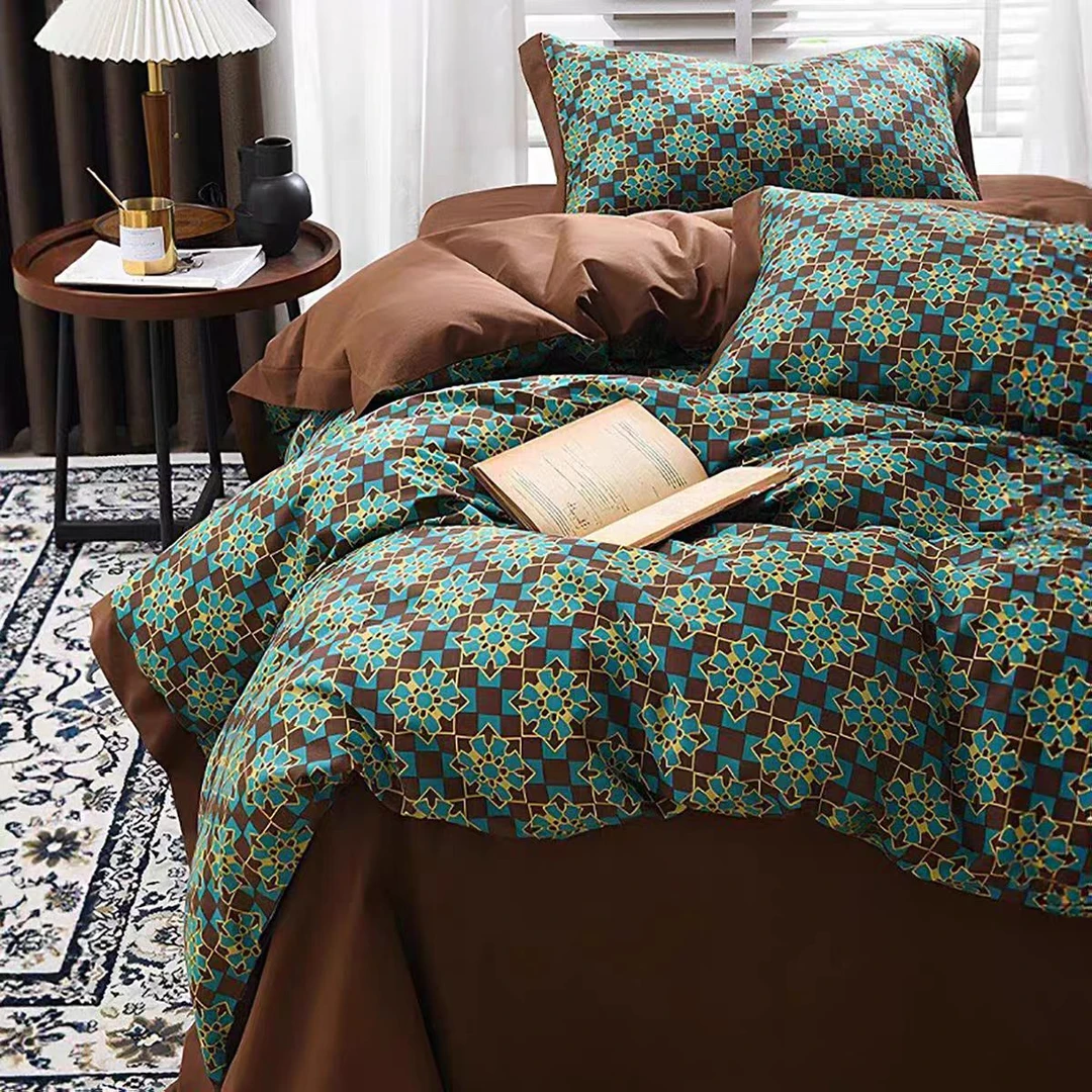 [多色]轻奢复古长绒棉纯棉磨毛被套四件套（暮色可可/安娜贝儿）