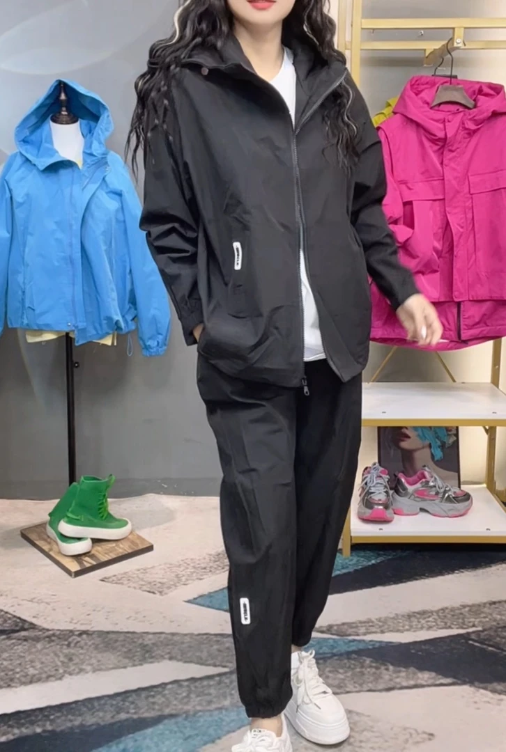 奇奇家潮派大码春夏款宽松韩版休闲百搭彩色开衫两件套套装