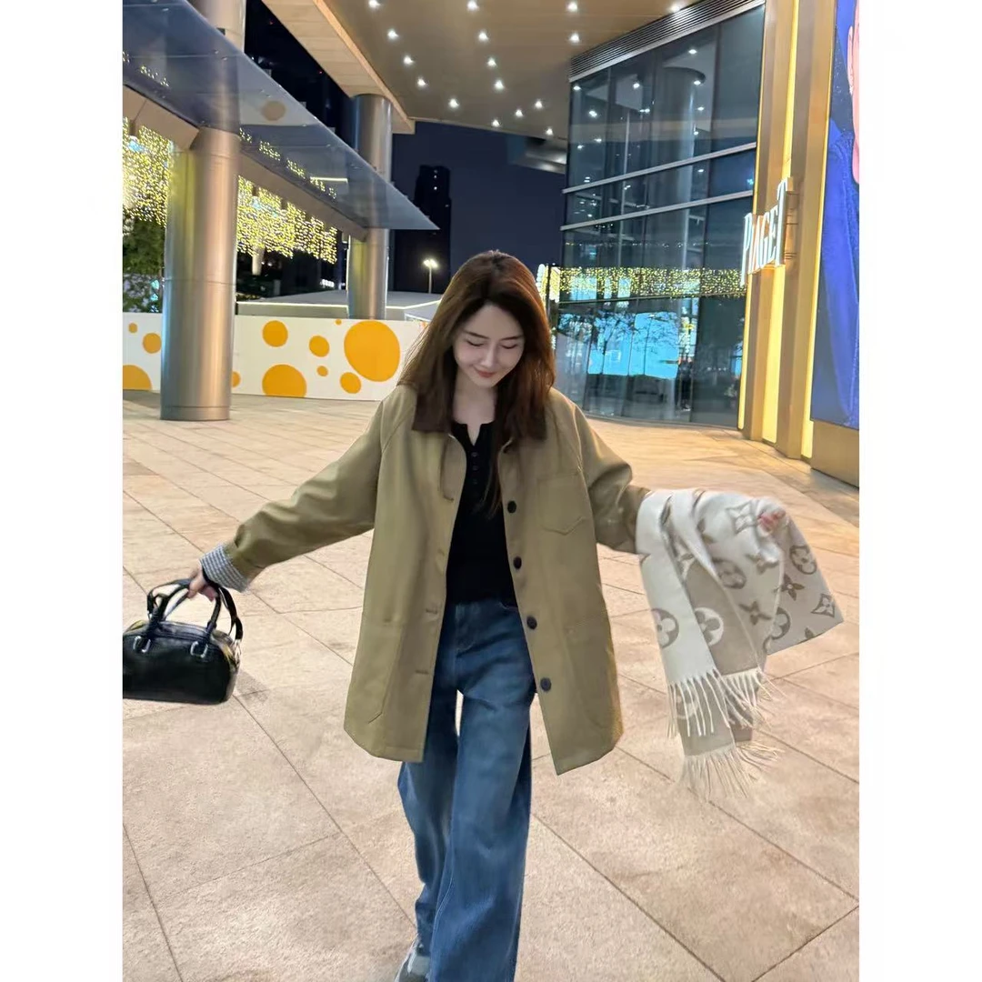 【格子鹅绒风衣外套】小允姐姐2025新款时尚高级风衣