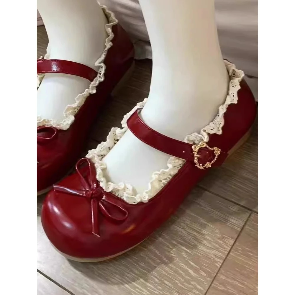 夏季少女复古可爱洛丽塔蝴蝶结单鞋女平底圆头百搭可爱玛丽珍鞋