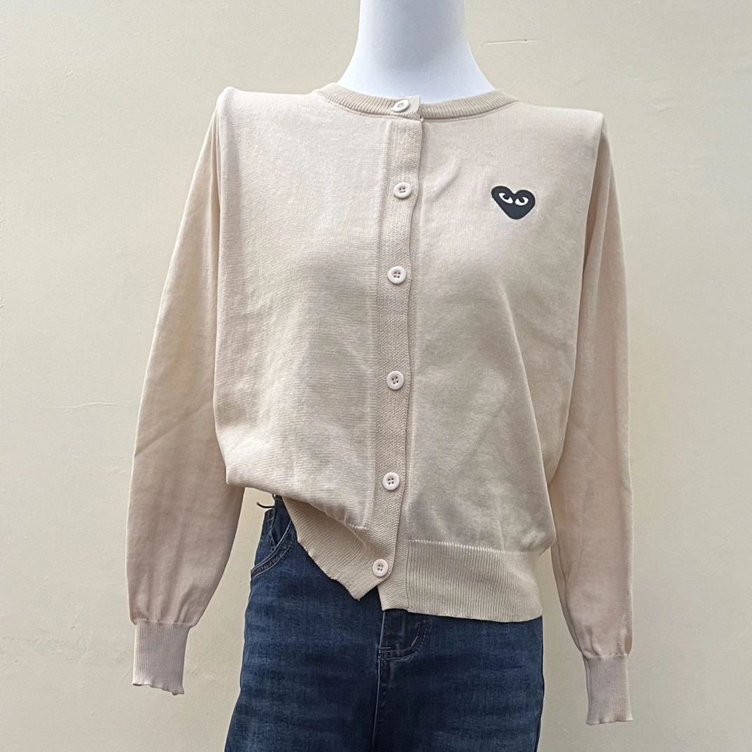 学院风长袖心形春秋刺绣毛针织衫外搭休闲衫圆领