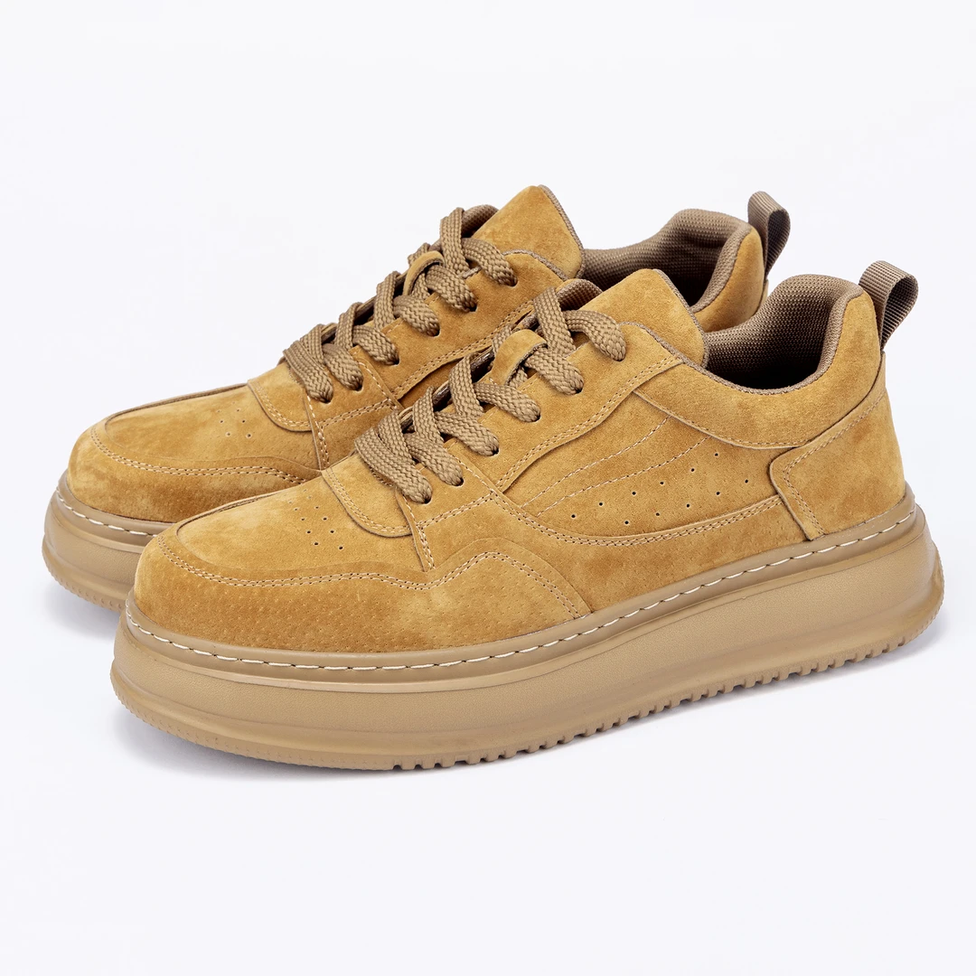 板鞋男低帮男士百搭休闲时尚鞋子2025新款春秋真皮厚底工装男鞋