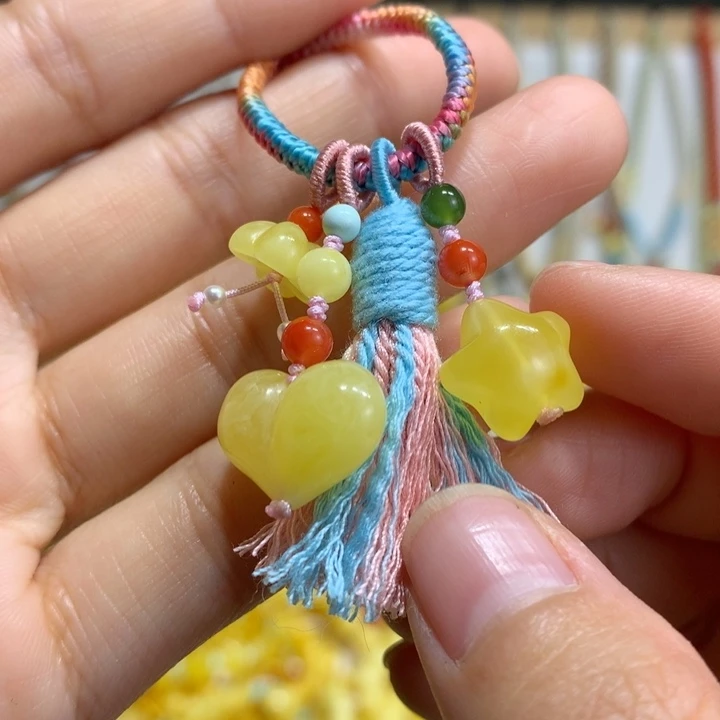 蜜蜡未镶嵌裸石包包挂钥匙挂