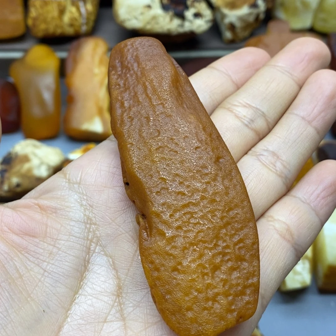 定制琥珀未镶嵌蜜蜡全皮手把件