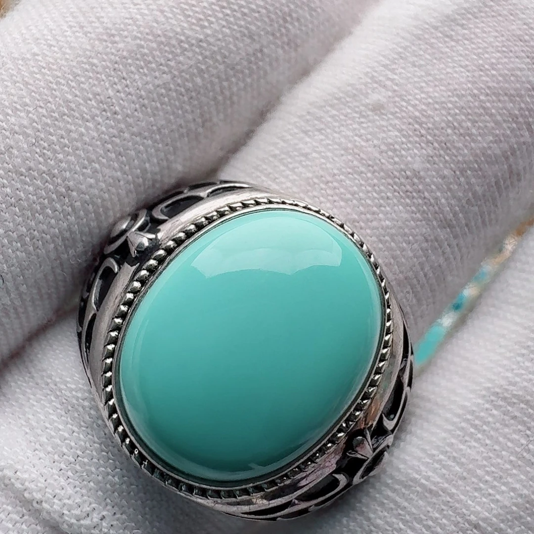 绿松石银S925镶嵌戒指