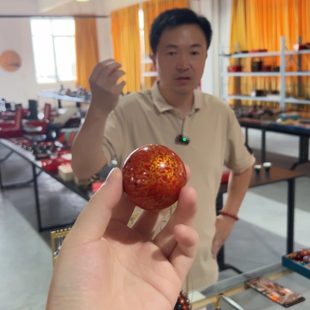 5.0橙金色大漆珠大漆手盘串