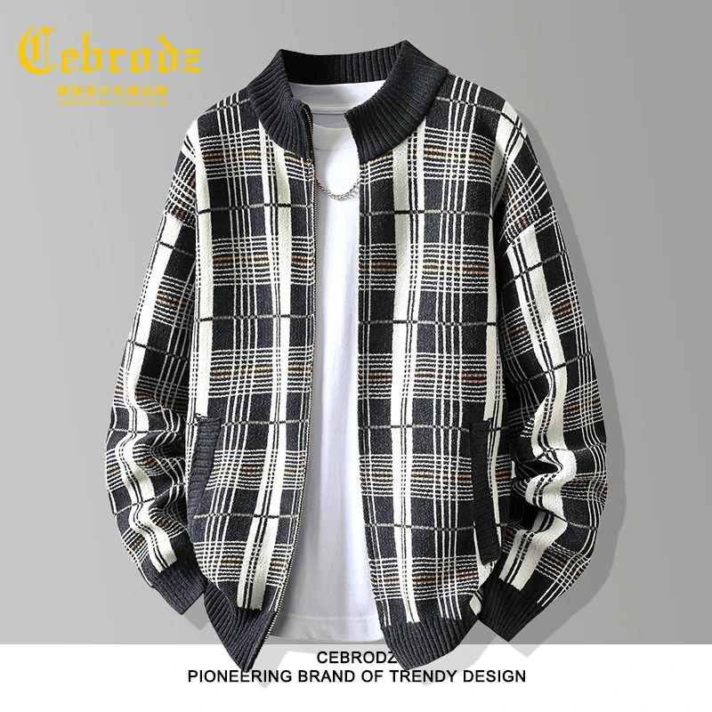 法国Cebrodz大码2025年秋季新款时尚男士休闲大码毛衣针织开衫男