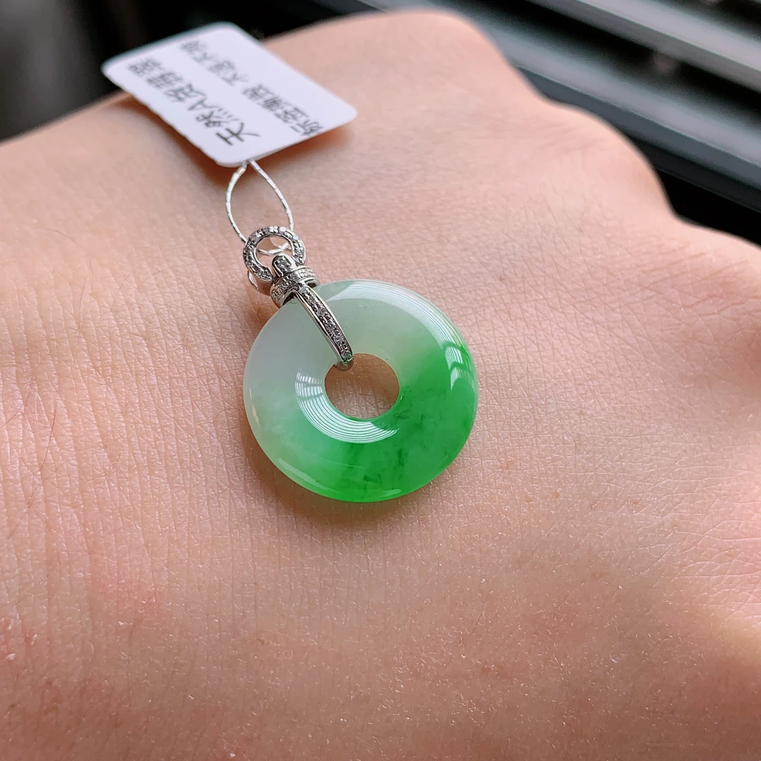 缅甸天然A货翡翠平安扣吊坠2880