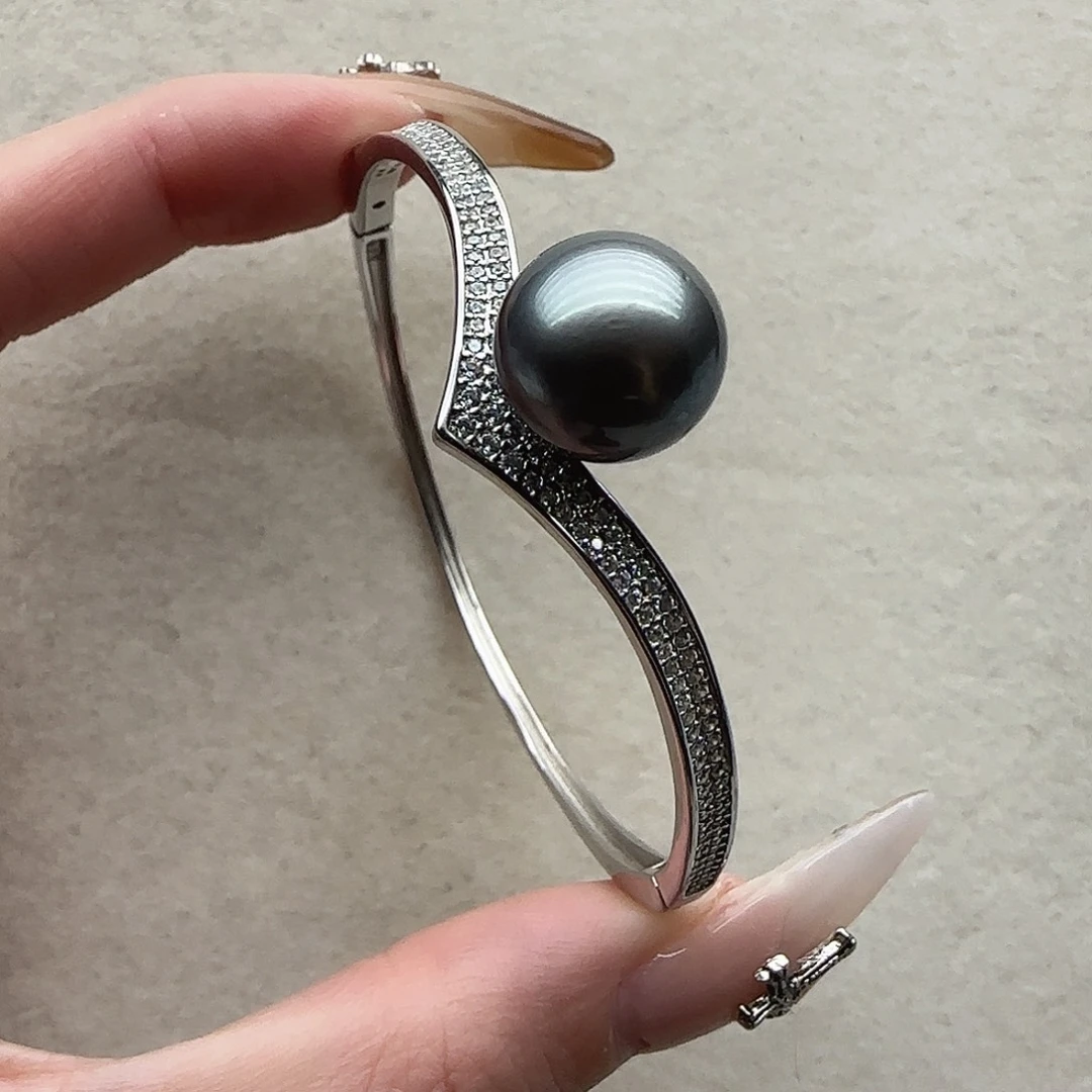 手镯80海水珍珠银S925镶嵌