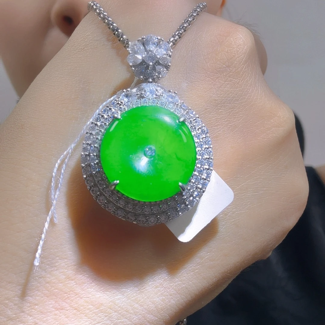 翡翠银S925镶嵌吊坠(不含链)