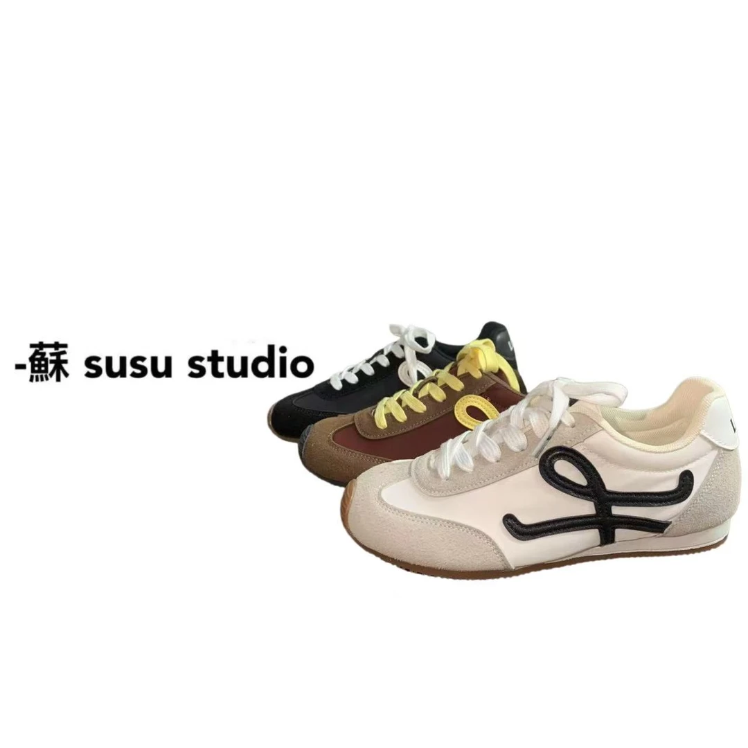 超火2025春新潮款复古拼色简约阿甘鞋ins时尚休闲百搭德训鞋女