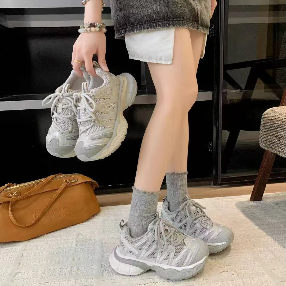 网面透气轻便厚底老爹鞋女2025年新款运动跑步百搭登山鞋22232